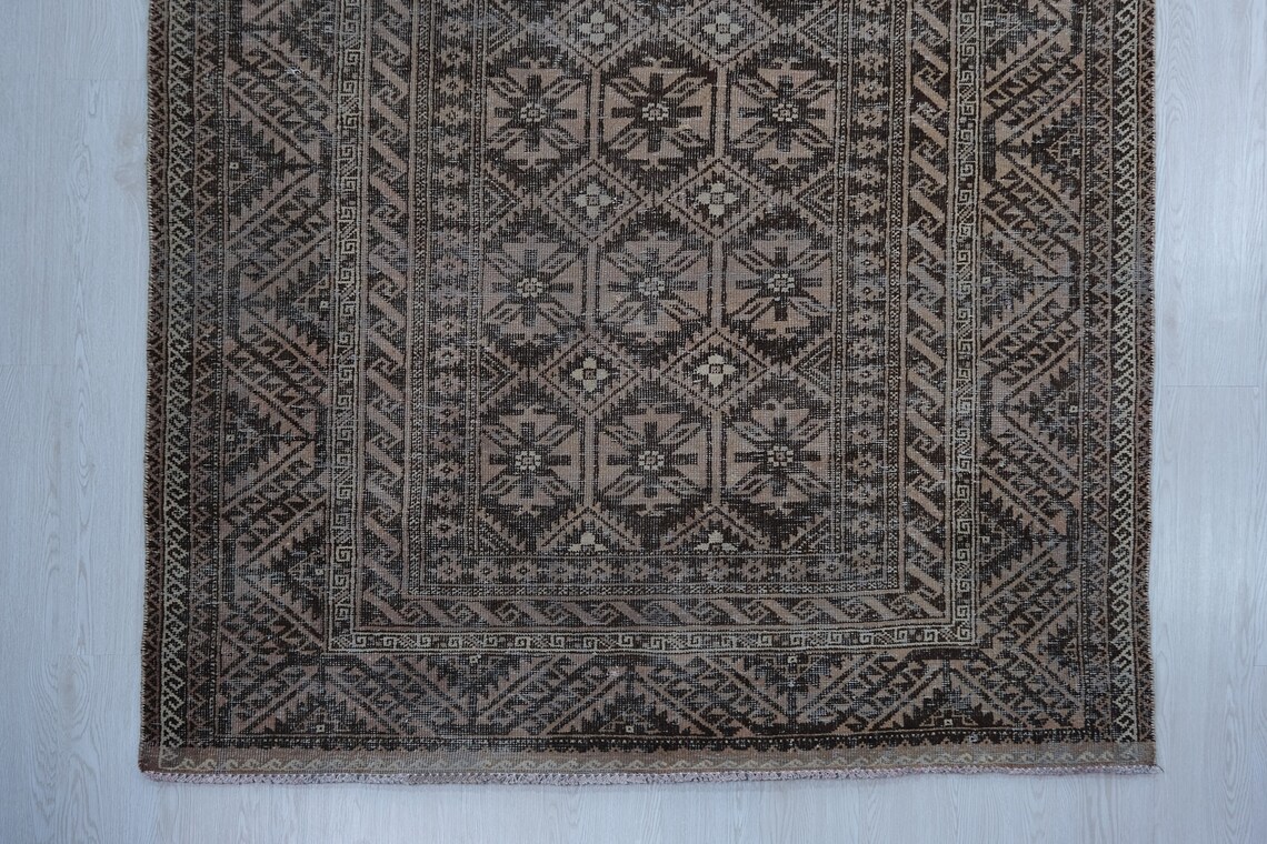 5x9 Chocolate Brown Vintage Oriental Rug - Handwoven Tribal Area Rug ...