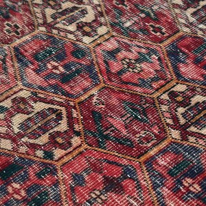 Alfombra Falu Red de 1.5 x 2.74 m (5 x 9 pies) estilo persa oriental vintage, anudada a mano, para sala de estar o comedor - Alfombra geométrica para dormitorio de 1.50 x 2.70 m (4'11" x 8'10") NR4308