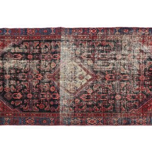 4x9 Red Black Blue Vintage Area Rug, Oriental Turkish Anatolian Rug, Handwoven Organic Wool Floral Living Room or Dining Room Rug SHR2054 image 5