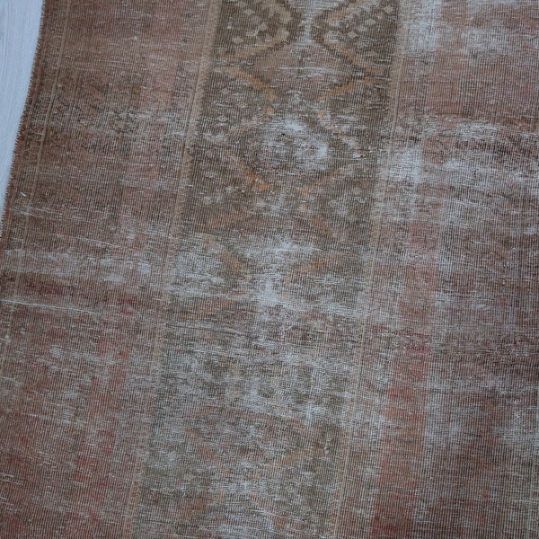 4x7 Faded Terracotta Brown Vintage Oriental Rug - Handwoven Tribal Distressed Area Rug - Organic Wool Living Room or Bedroom Rug NR928