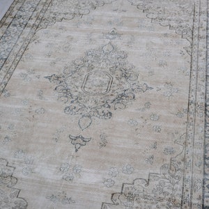 9x11 Creamy Caramel Vintage Area Rug - Oriental Persian Style Floral Rug - Hand Knotted Veg Dyed Wool - Living Room Rug - Bedroom Rug NR1446