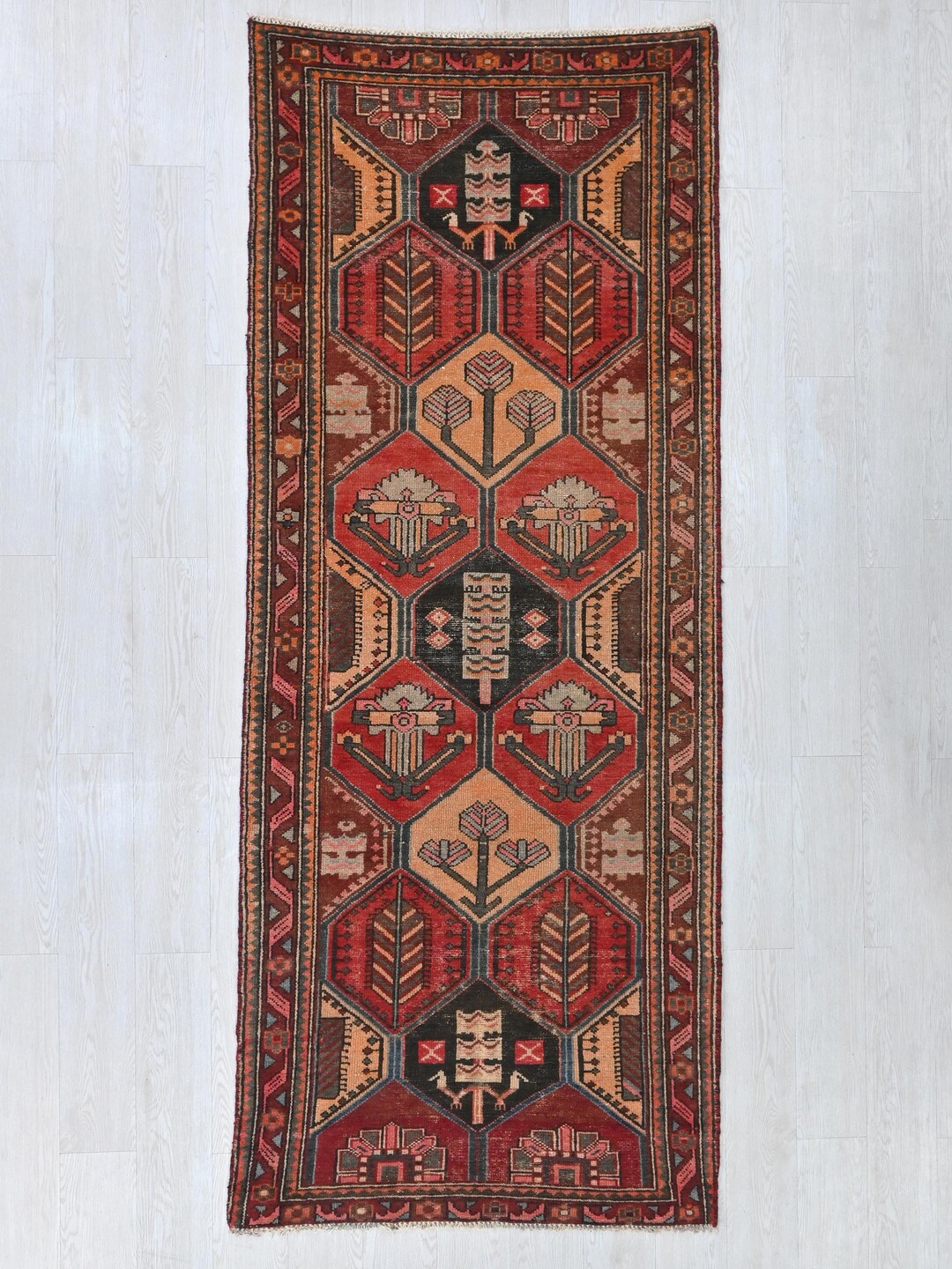 Crimson Red Handmade Vintage Oriental 3x9 Ft Persian Style Runner Rug ...