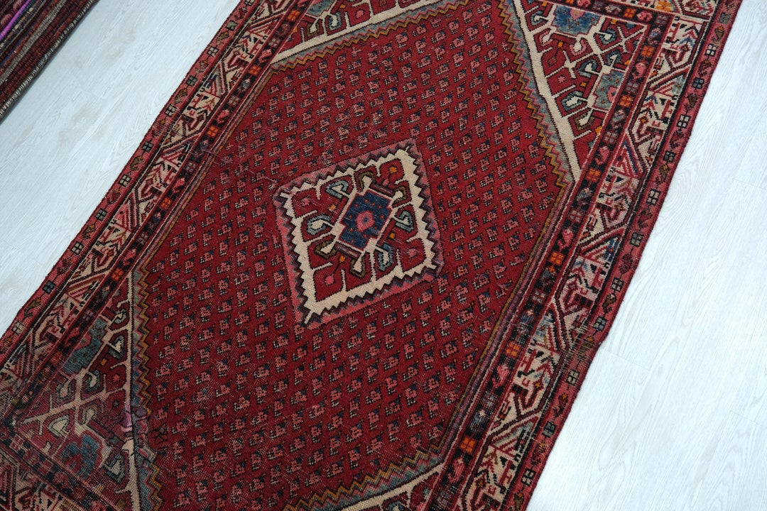 4x6 Maroon Red Ivory Vintage Accent Rug - Oriental Hand Knotted Low ...