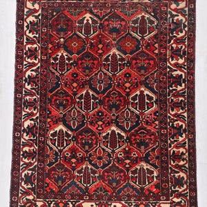 Vintage Oriental Persian Style Vermillion Red 5x7 ft Hand-Knotted Area Rug - Bedroom or Office Carpet - Living or Dining Room Rug NR3461