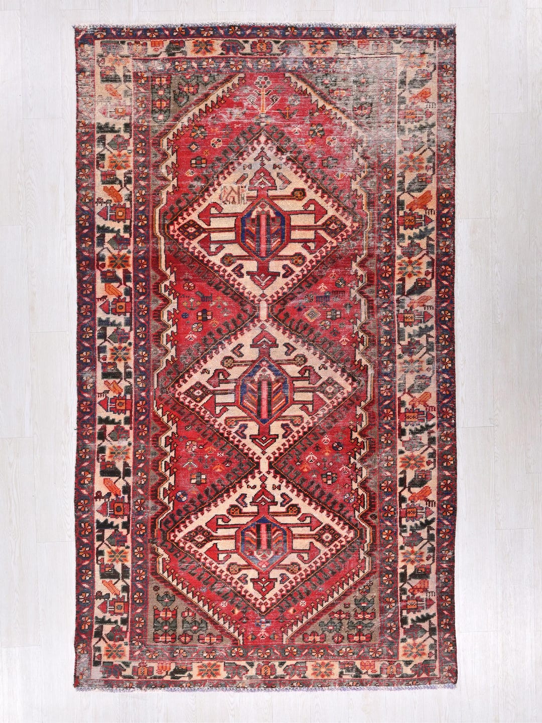 Vintage Faded Coral Red 5x10 Ft Oriental Anatolian Handmade Area Rug ...