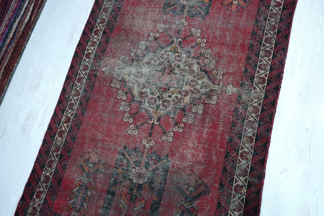 4x6 Red Black Beige Vintage Oriental Rug - Handwoven Persian Style ...