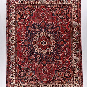 Persian Style Oriental Vintage Hand-Knotted Venetian Red 10x13 ft Area Rug - Dining or Living Room Rug - Floral Office or Bedroom Rug NR3578