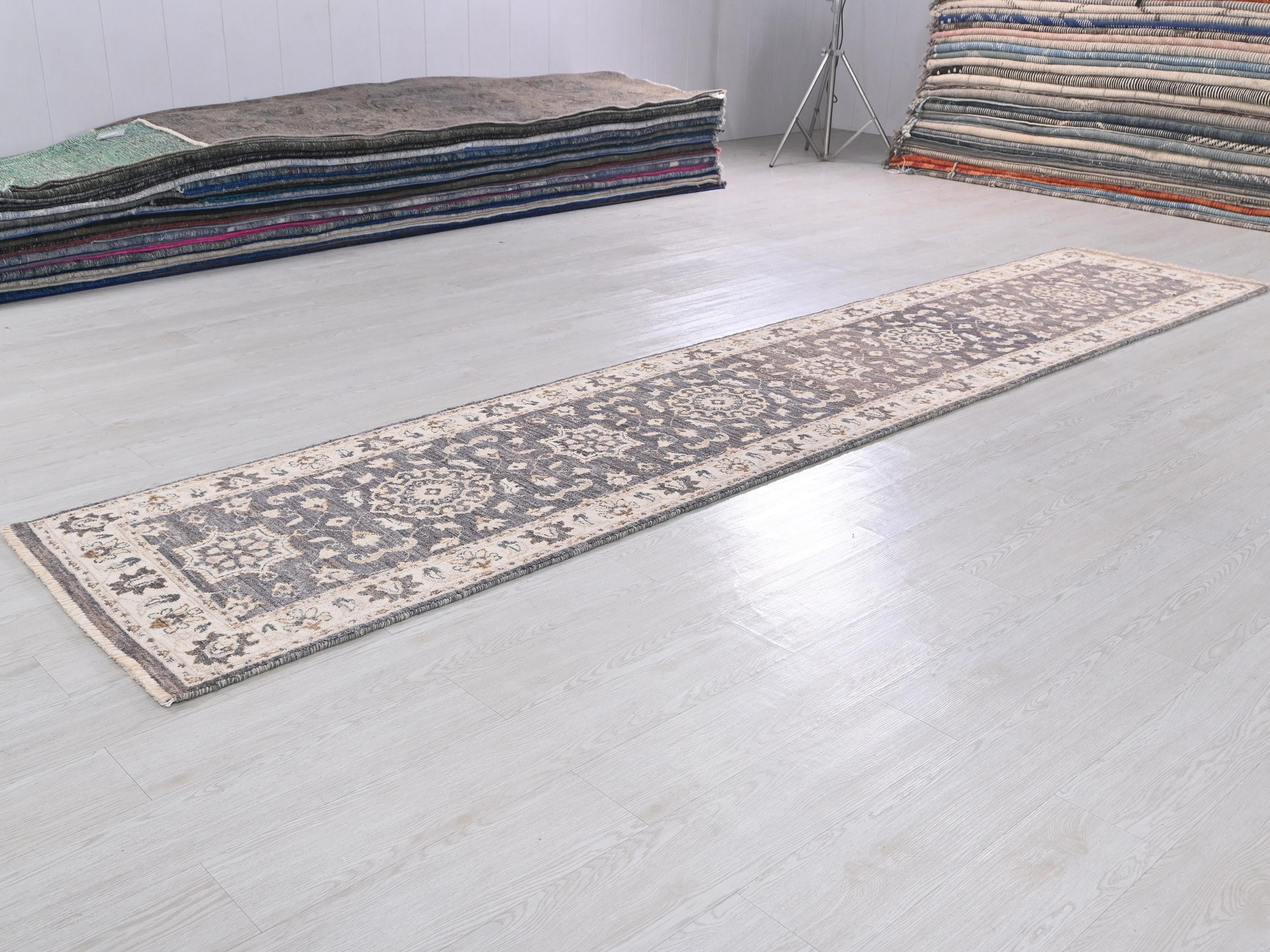 Raincloud Rug Persian Style Vintage Rain Cloud Blue Oriental 3x13 Ft Hand-knotted ...