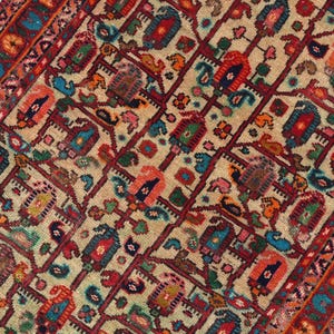 2x3 ft Vintage Peach Fuzz Rug - Oriental Handwoven Organic Low Pile Wool Accent Rug for Living Room Entryway NR2602