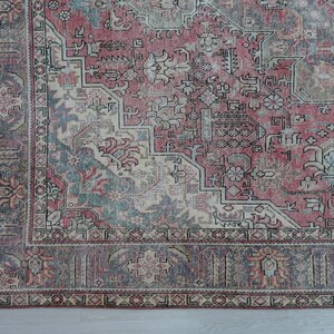 9x12 Raspberry Red Sage Green Vintage Area Rug Oriental Low Pile Floral ...