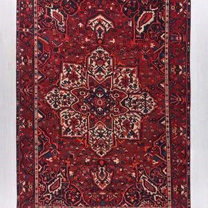 Persian Style Falu Red Oriental 10x13 ft Geometric Vintage Hand-Knotted Area Rug - Dining or Living Room Rug - Office or Bedroom Rug NR3576