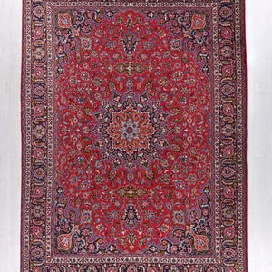 Floral Crimson Red 10x13 ft Hand-Knotted Vintage Oriental Persian Style Area Rug - Dining or Living Room Rug - Bedroom or Office Rug NR3609