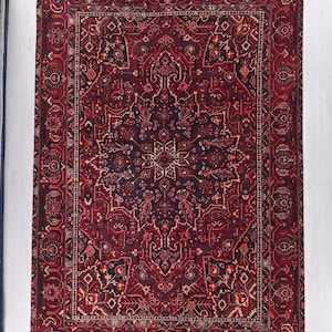Oriental 10x13 ft Vintage Persian Style Falu Red Hand-Knotted Area Rug - Coffee Table or Office Rug - Dining Room or Bedroom Rug NR3582