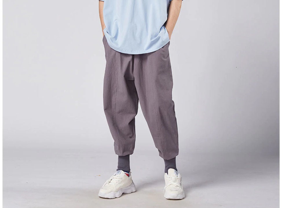 Harem Pants Men Japanese Casual Cotton Linen Trouser Man | Etsy