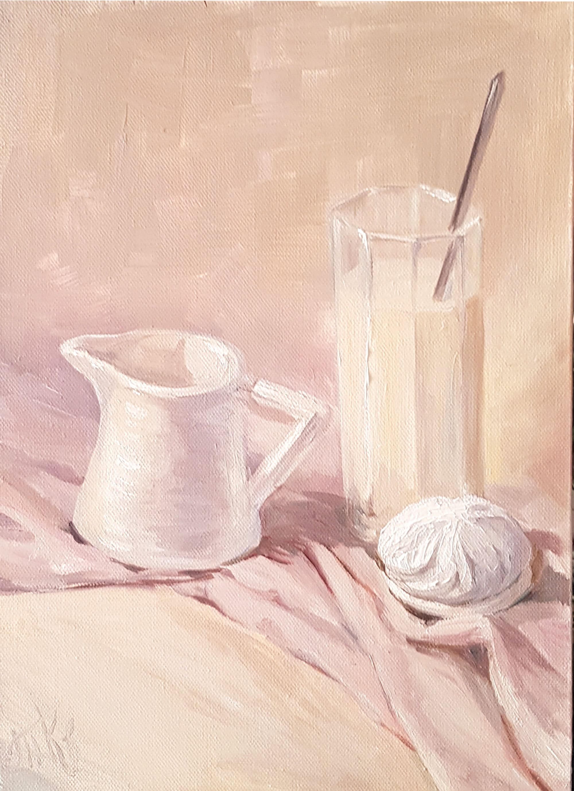 Glass of milk Still life Original Art Canvas OIl Painting Etsy