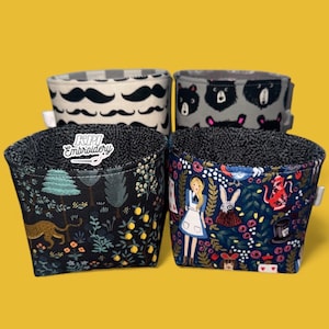 Rifle Paper Co Fabric Bowl, Tilda Small Fabric Bowls, Fabric Storage Bin, Mini Organizer, Floral Notion Basket, Reversible Storage Basket