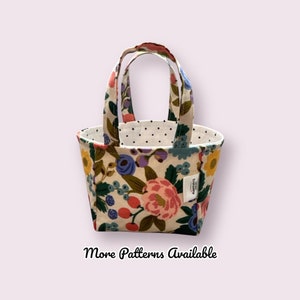 Rifle Paper Co Fabric Basket, Tiny Fabric Storage Bin, Mini Organizer, Floral Notion Basket, Reversible Storage Basket