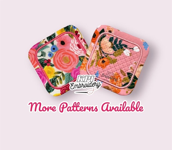 Mug Rugs Set Quilted Fabric Coasters, Washable Drink Coasters, Coffee Bar Decor, Rifle Paper Co Riley Blake Fabrics, Custom Embroidered Gift