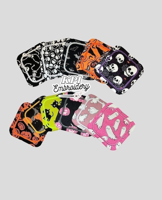 Halloween Quilted Mug Rugs, Fabric Coasters, Skulls Pumpkins Ghosts, Coffee Coaster Set, Washable Drink Coasters, Handmade Fall Decor