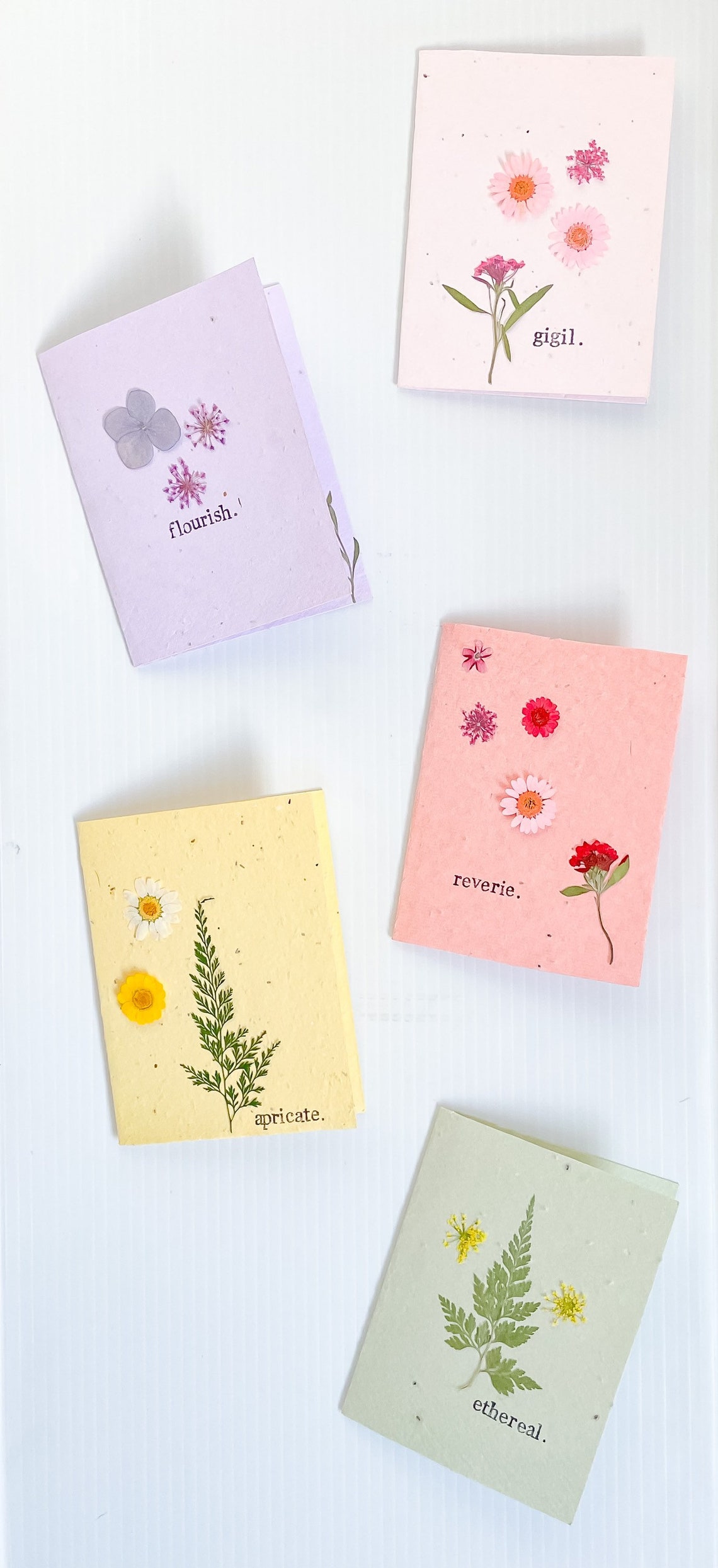 Handmade Seed Paper Greeting Cards With Real Flowers Pack of Etsy