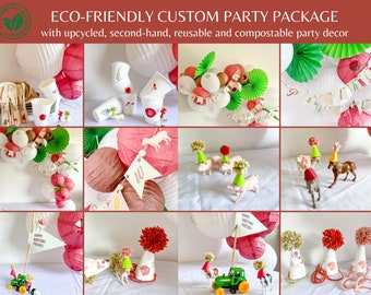 Custom ECO-FRIENDLY Party Package for 30 people (includes upcycled, reusable and compostable party decor), please contact for custom quote