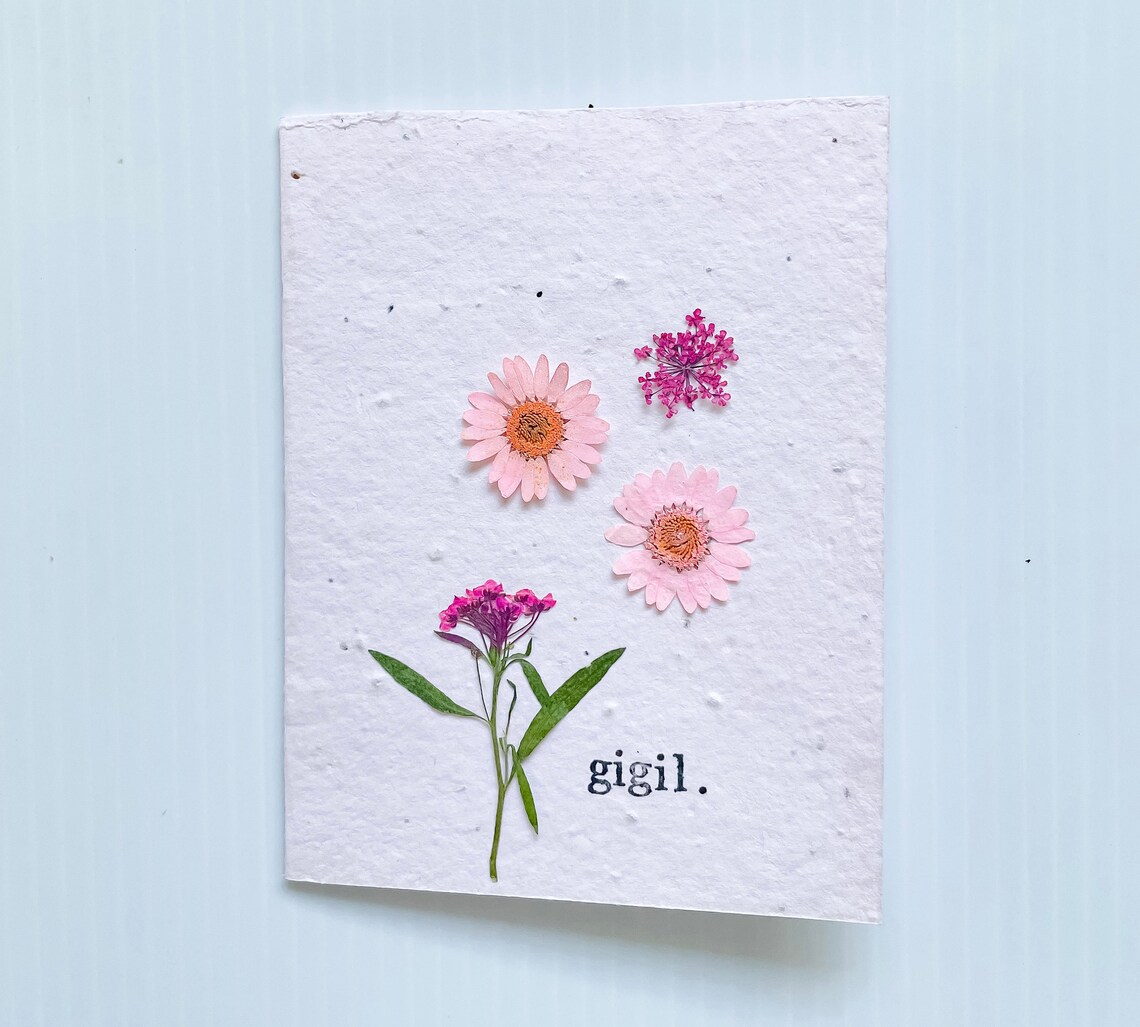 Handmade Seed Paper Greeting Cards With Real Flowers Pack of Etsy