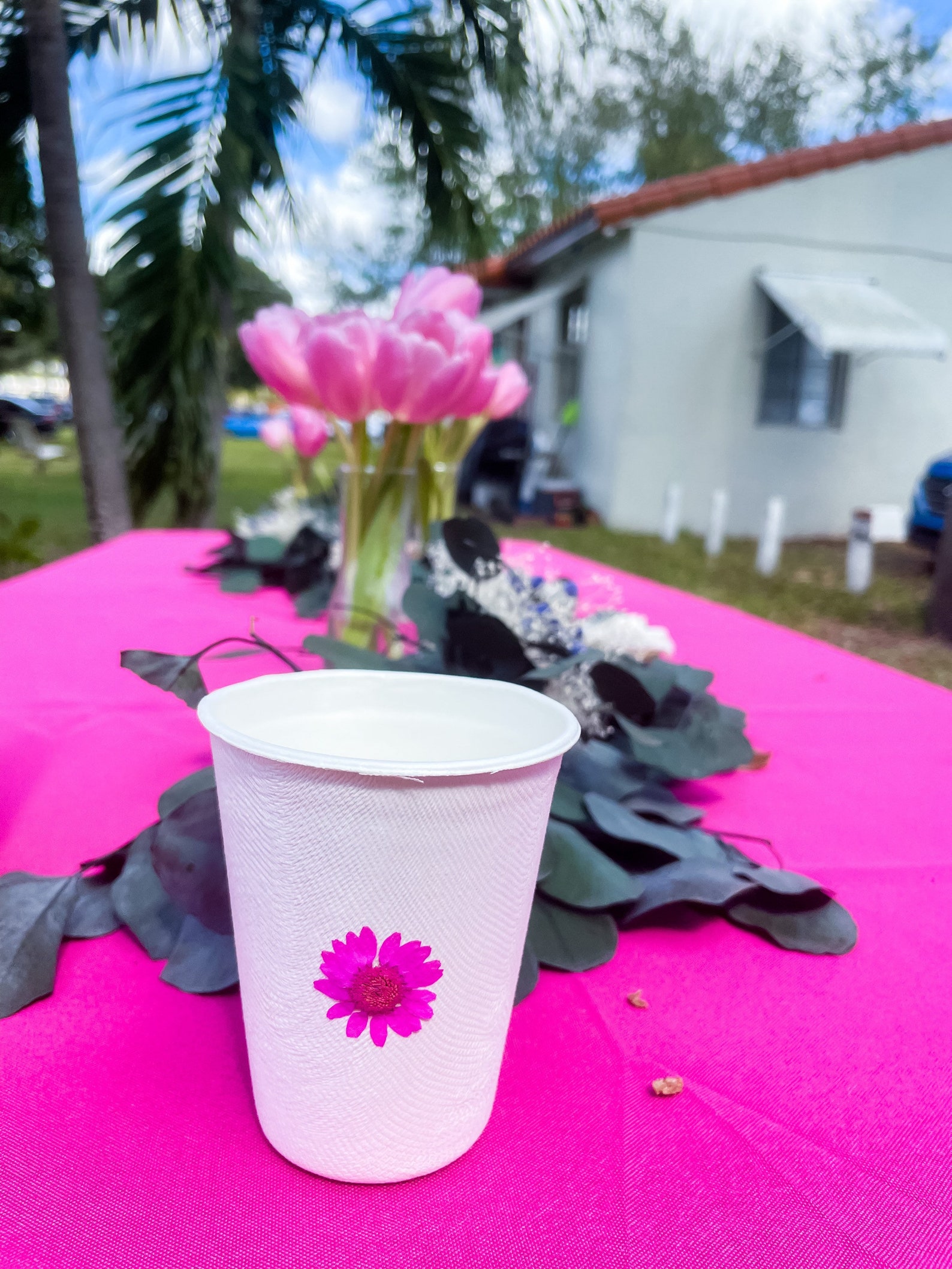 Pink Party Cups With Dried Flower Decor 30 per Package Etsy