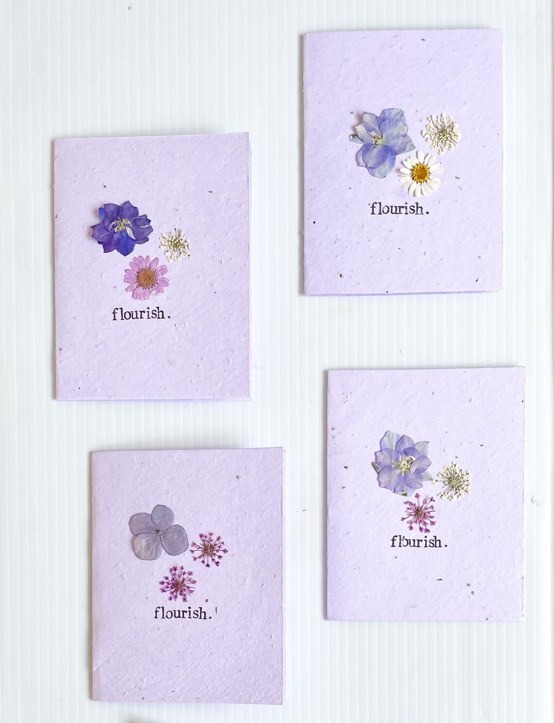 Handmade Seed Paper Greeting Cards With Real Flowers Pack of Etsy