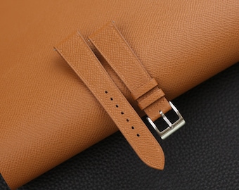 Golden Epsom Leather Watch Strap, Golden Epsom Leather Handmade Watch Strap, Epsom Strap Watch 16mm - 24mm , Customized Strap Band
