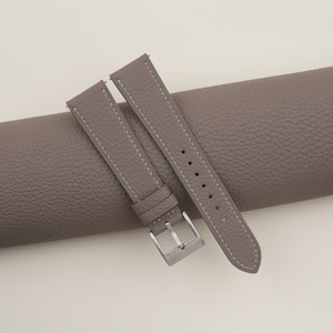 Dark Grey Togo Leather Watch Strap, Handmade Togo Leather Watch Strap, Togo Dark Grey Strap Bands 16mm - 24mm