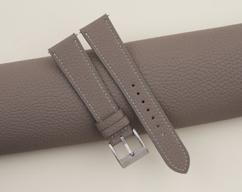 Dark Grey Togo Leather Watch Strap, Handmade Togo Leather Watch Strap, Togo Dark Grey Strap Bands 16mm - 24mm