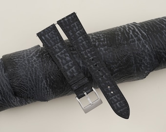 Black Shark Leather Watch Strap, Handmade Shark Strap Bands 16mm 19mm 18mm 20mm 22mm 23mm, custom watch band
