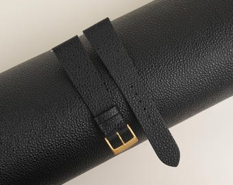 Handdn Watchstraps Vintage Black Diamond Wagyu Leather Strap, Black Diamond Strap Watch, Diamond Wagyu Watch Bands 16mm 18mm 19mm 20mm 21mm