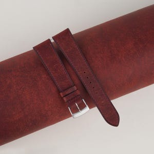 Burgundy Pueblo Badalassi Carlo Leather Watch Strap, Handmade Pueblo Leather Watch Strap 18mm 19mm 20mm 21mm 22mm 23mm