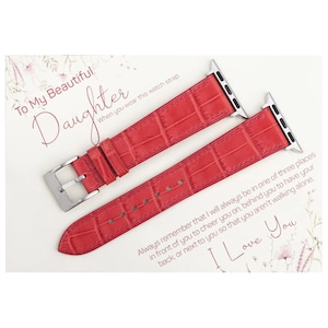 Alligator lederen horlogeband cadeau voor dochter verjaardag afgestudeerde Apple Watch 38 mm 40 mm 44 mm band 16 mm 17 mm 18 mm 20 mm mooie cadeaubon