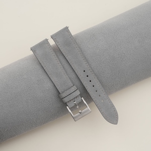 Handdn Watchstraps Light Grey Suede Quick Release Strap, Light Grey Strap Watch, Suede Watch Bands 16mm 18mm 19mm 20mm 21mm
