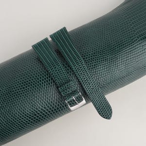 Vintage Dark Green Lizard Leather Watch Strap, Vintage Dark Green Lizard Leather Watch Band Slim Style 18mm 19mm 20mm 21mm 22mm 23mm 24mm