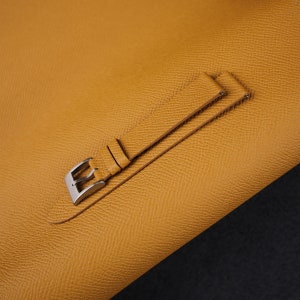 Slim Epsom Sesame Leather Watch Strap, Vintage Calfskin Leather Watch Band, Vintage Golden Epsom Leather Watch Strap 18mm 19mm 20mm 21mm