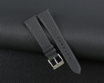 Dark Grey Alran Leather Strap, Goat Dark Grey Leather Strap Watch, Leather Strap Band 16mm 18mm 19mm 20mm 21mm