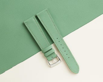 Light Moss Sailcloth Rubber Watch Strap, Handmade Rubber Bands 16mm 19mm 18mm 20mm 22mm 23mm