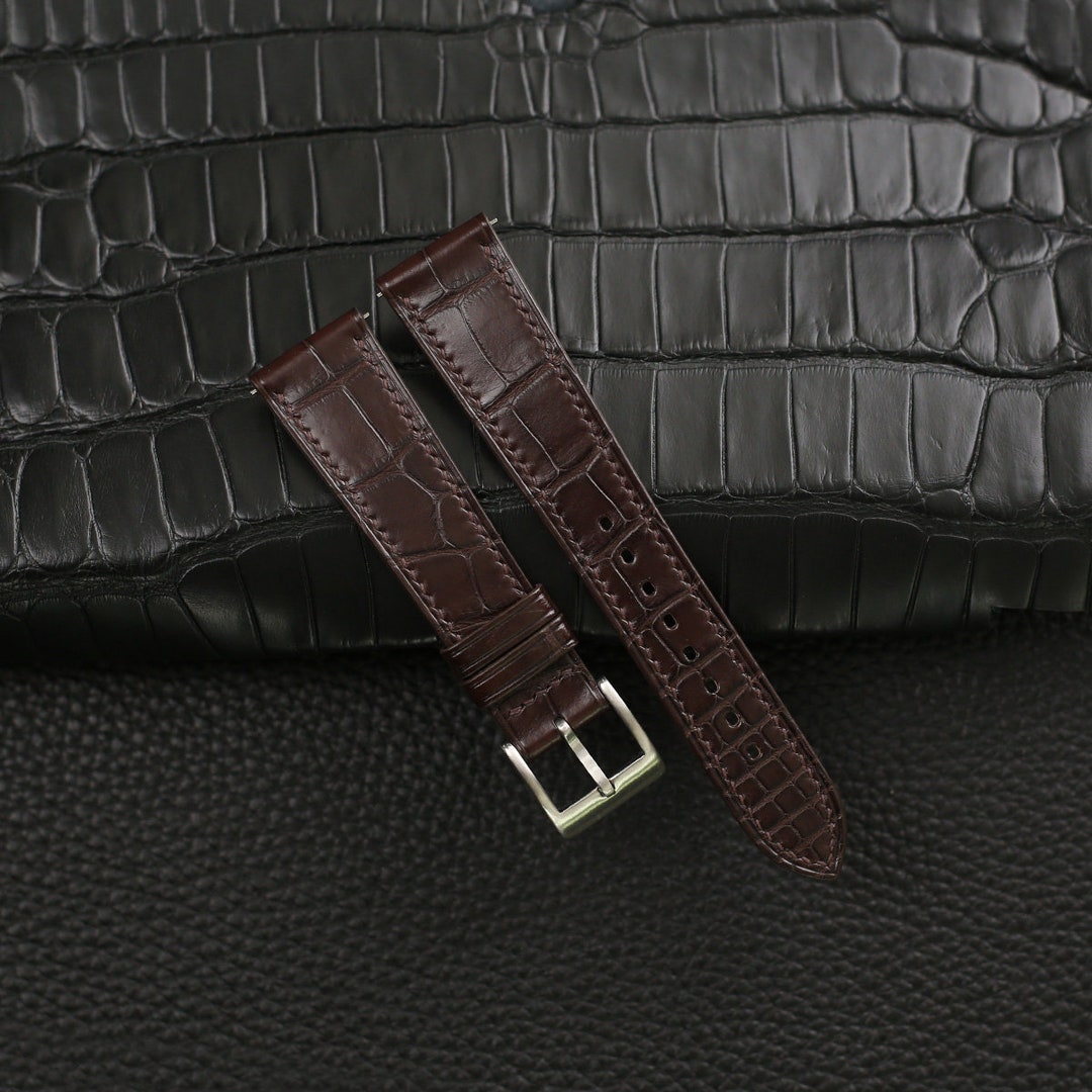 Handdn Watchstraps Classic Dark Brown Alligator Leather Watch Strap ...