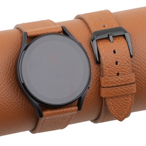 Handmade Golden Epsom leather Samsung watch band compatible with Samsung Galaxy Watch 3 4 5 6 Active 1 2 Band Men Women personalization