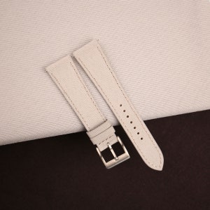 Handdn Watchstraps Handmade Slim Sailcloth Watch Strap Pearl White, Slim Sailcloth Pearl White Strap Bands  20mm 22mm Customize any size