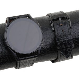 Handmade Black Sea Snake leather Samsung watch band compatible with Samsung Galaxy Watch 3 4 5 6 Active 1 2 Band Men Women