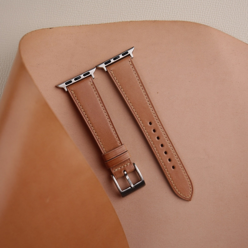 Beige Shell Cordovan Leather Apple Watch Band 38mm, 40mm, 41mm, shops 42mm, 44mm, 45mm For All Series, Leather Apple Watch Strap