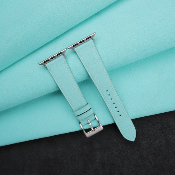 Alcantara Turquoise Apple Watch Band 38mm, 40mm, 41mm, 42mm, 44mm, 45mm For All Series, Alcantara Watch Strap Gift Men Women