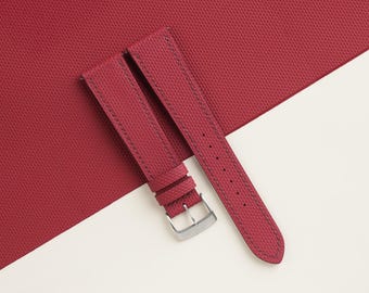 Bordeaux Sailcloth Rubber Watch Strap, Handmade Rubber Bands 16mm 19mm 18mm 20mm 22mm 23mm