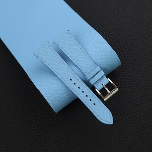 Miami Blue Epsom Leather Watch Strap, Miami Blue Epsom Leather Handmade Watch Strap, Epsom Strap Watch 16mm - 24mm