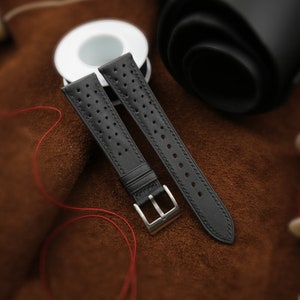 Calfskin Swift Black Rally Leather Strap Bands, Handmade Rally Black Swift Watch Strap Band 18mm 19mm 20mm 21mm 22mm 23mm 24mm