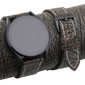 Handmade Brown Alran Chevre Fat Nat leather Samsung watch band compatible with Samsung Galaxy Watch 3 4 5 6 Active 1 2 Band Men Women
